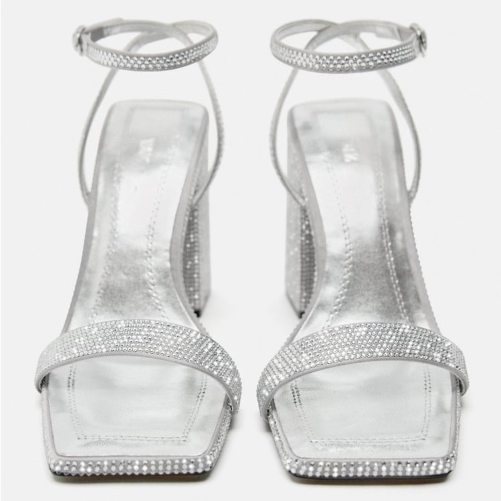 Zara Block Heel Rhinestone Sandals - Picture 5 of 6